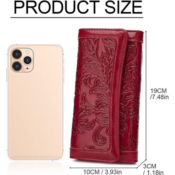Womens Leather Wallet RFID Blocking Trifold Long Clutch Card Holder Phone Purse - Picture 6 of 7